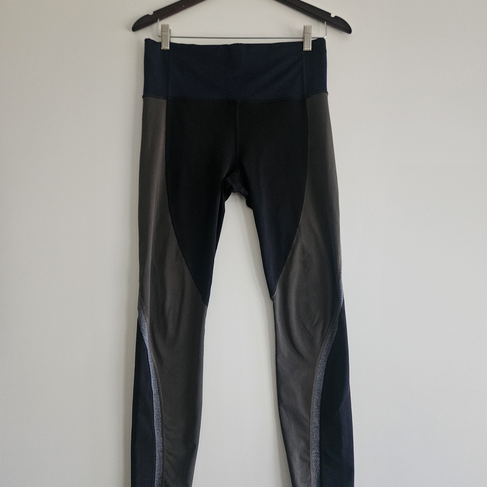 Athleta Colorblock‎ High Rise Yoga Leggings Navy Olive Black Size M